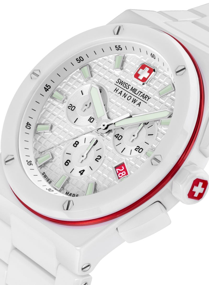 SWISS MILITARY HANOWA - Men's Sidewinder Ceramic Watch With White Ceramic Strap 10 Atm - SMWGI0002284 - Image 1