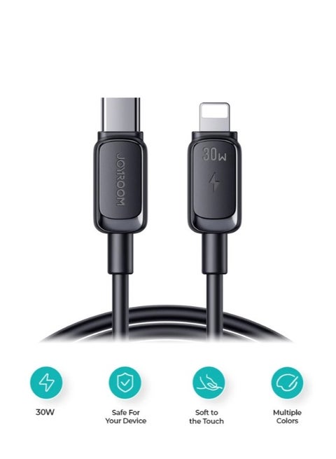 S-A14 Fast Chargring Data Cable Type-C to Lightning - 30W PD - 1.2m Black