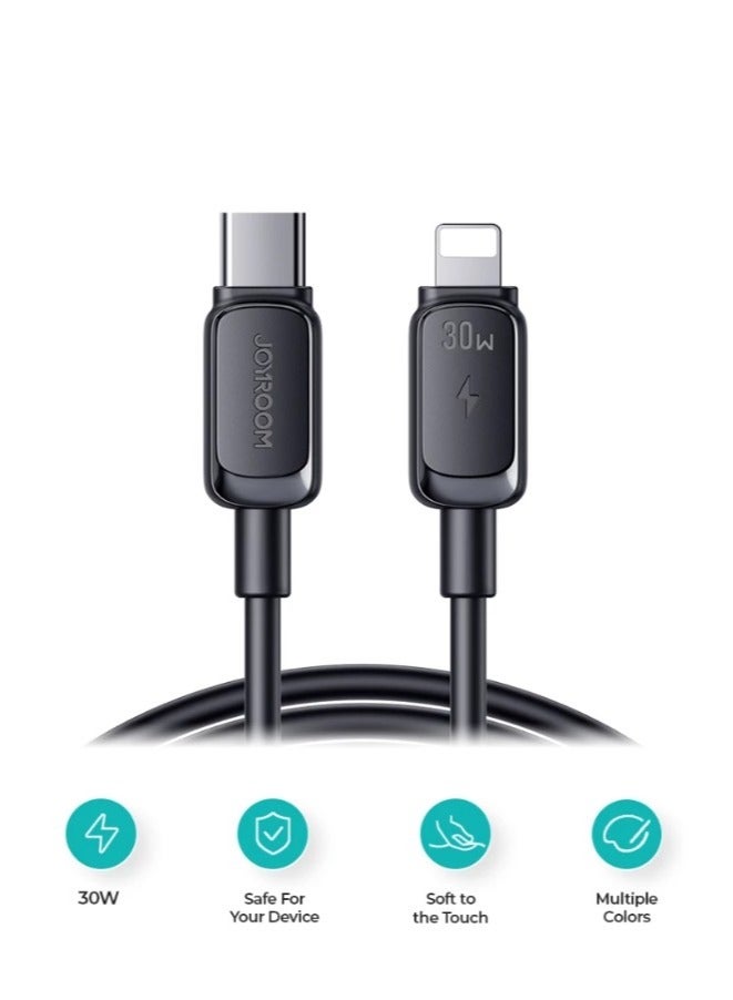 جوي روم - S-A14 Fast Chargring Data Cable Type-C to Lightning - 30W PD - 1.2m Black - Image 1