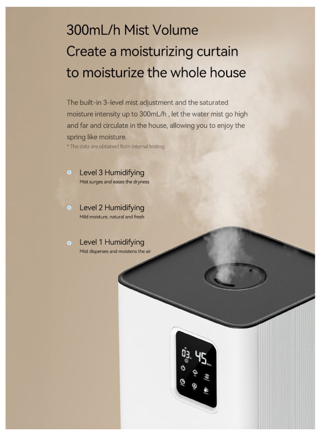 Deerma F951W Humidifier Ultrasonic Cool Mist, 4.8L Capacity, Quiet Operation, Two Mist Modes, Smart Auto Shut-Off, Adjustable Mist for 360 Degrees Direction, Support App & Intelligence Control F951W White  - Image 3