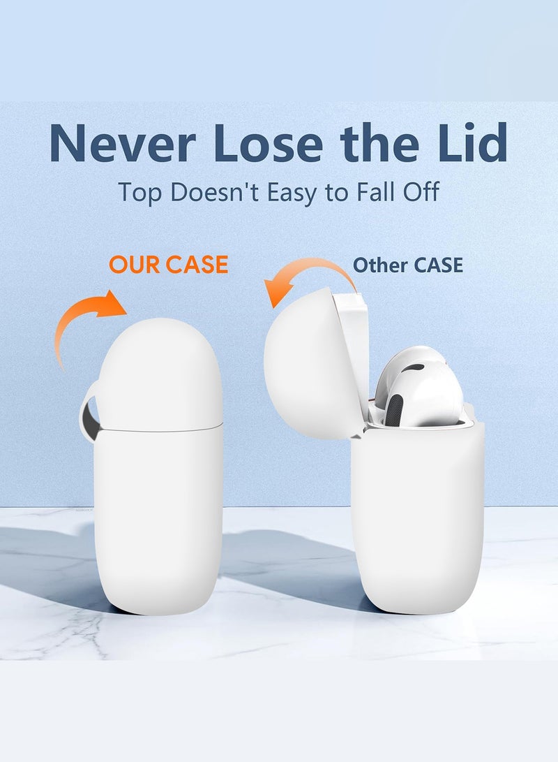 MARGOUN ( for Airpods 4 2024 ) Case Soft Silicone Elegant Cover with Keychain White  - Image 2