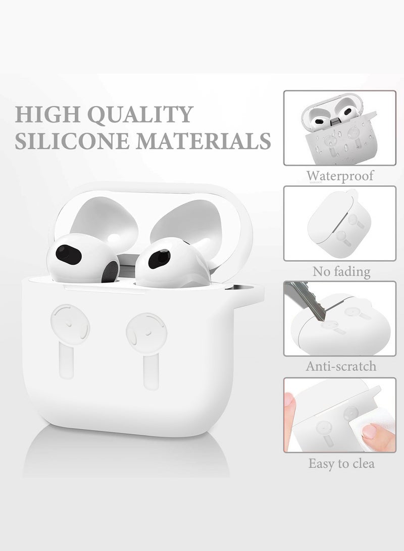 MARGOUN ( for Airpods 4 2024 ) Case Soft Silicone Elegant Cover with Keychain White  - Image 3