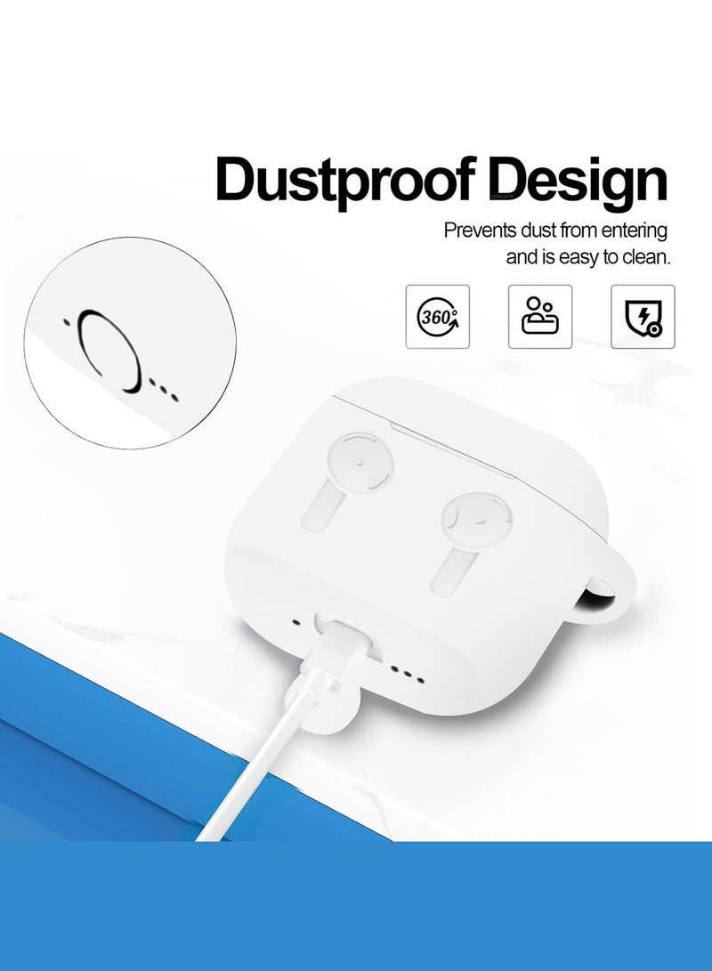 MARGOUN ( for Airpods 4 2024 ) Case Soft Silicone Elegant Cover with Keychain White  - Image 4
