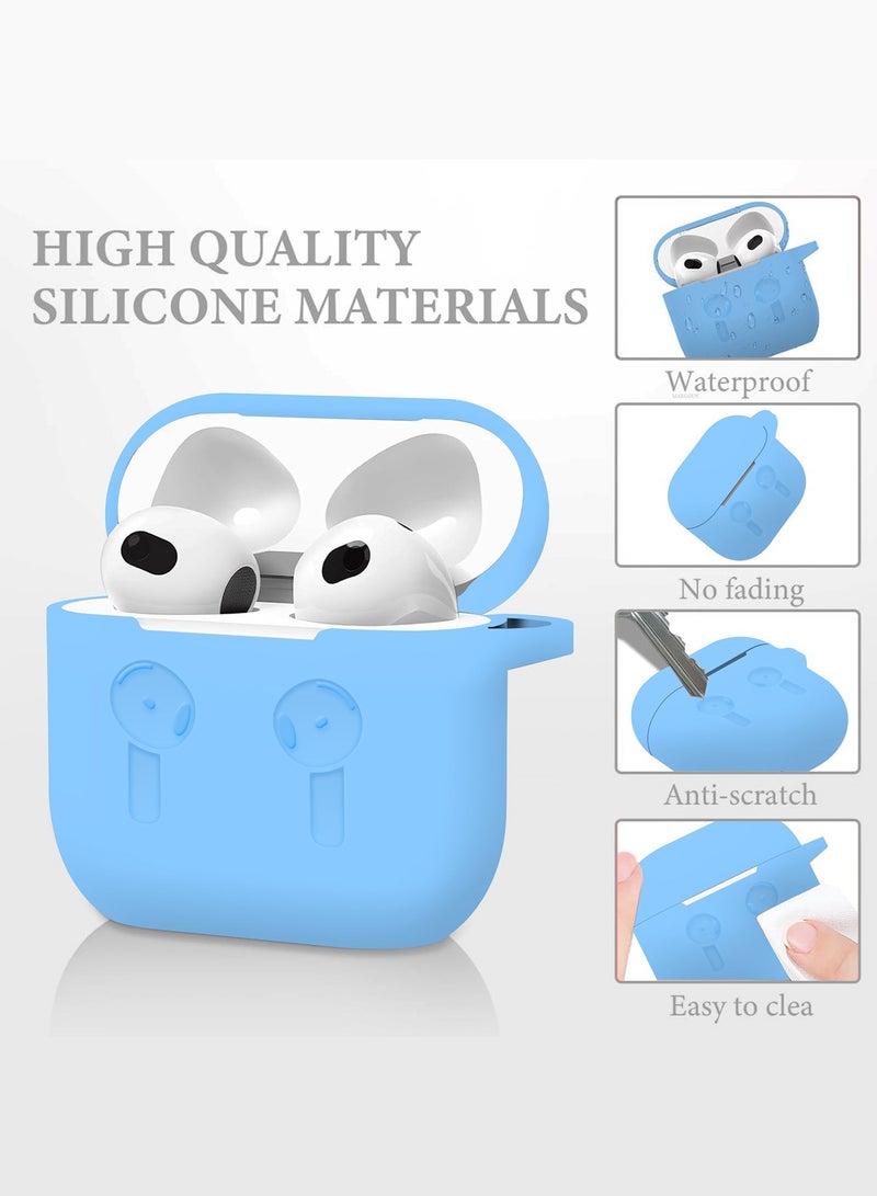 MARGOUN - ( for Airpods 4 2024 ) Case Soft Silicone Elegant Cover with Keychain Sky Blue - Image 1