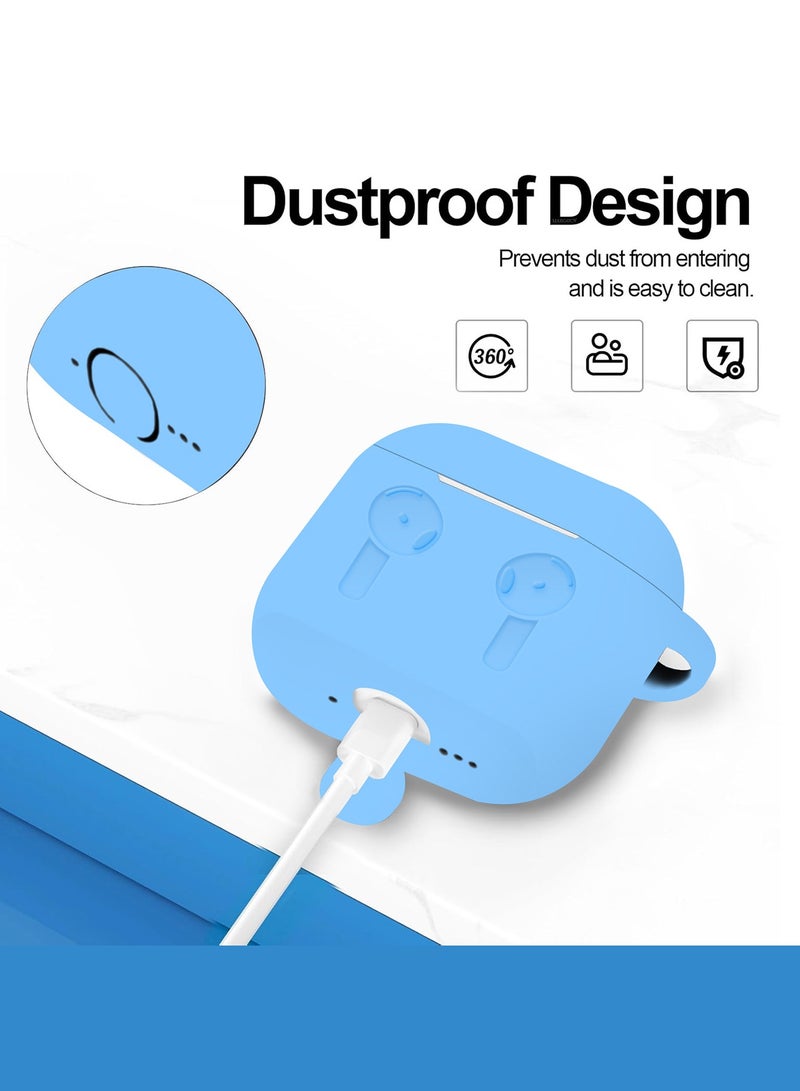 MARGOUN - ( for Airpods 4 2024 ) Case Soft Silicone Elegant Cover with Keychain Sky Blue - Image 1