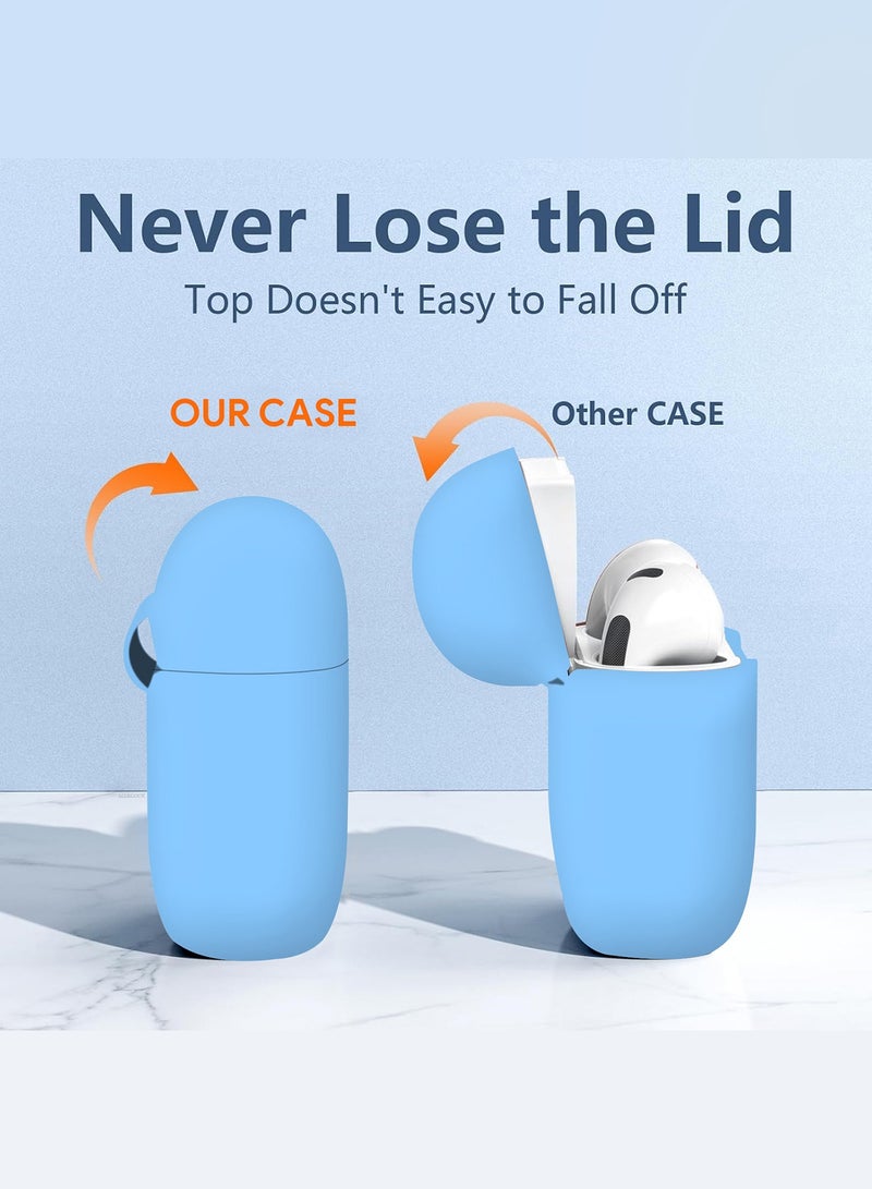 MARGOUN - ( for Airpods 4 2024 ) Case Soft Silicone Elegant Cover with Keychain Sky Blue - Image 1