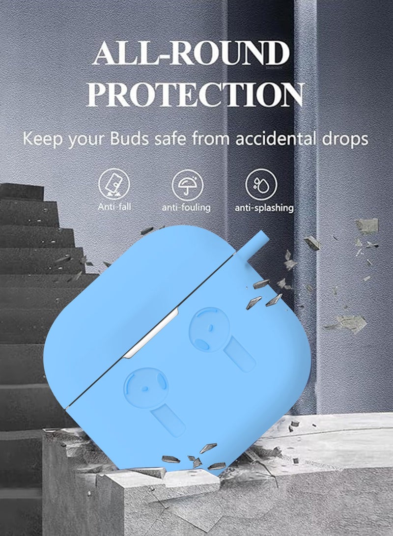 MARGOUN - ( for Airpods 4 2024 ) Case Soft Silicone Elegant Cover with Keychain Sky Blue - Image 1