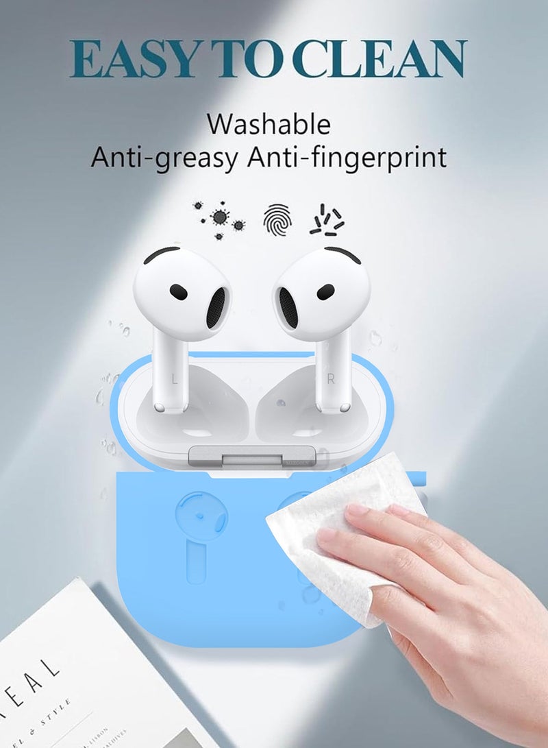 MARGOUN - ( for Airpods 4 2024 ) Case Soft Silicone Elegant Cover with Keychain Sky Blue - Image 1