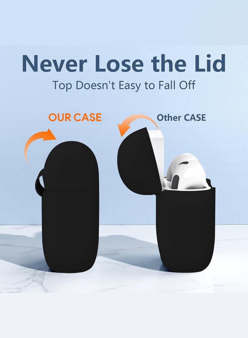 مارجون ( for Airpods 4 2024 ) Case Soft Silicone Elegant Cover with Keychain Black  - Image 2