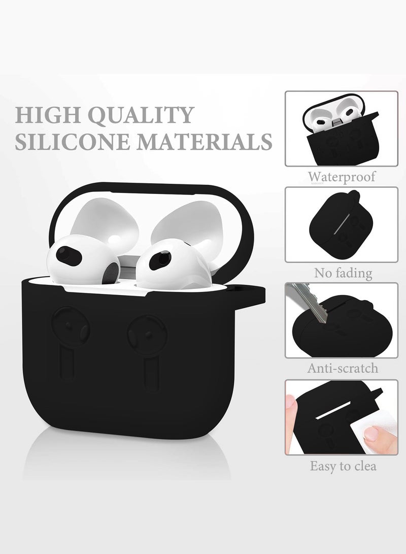 مارجون ( for Airpods 4 2024 ) Case Soft Silicone Elegant Cover with Keychain Black  - Image 3