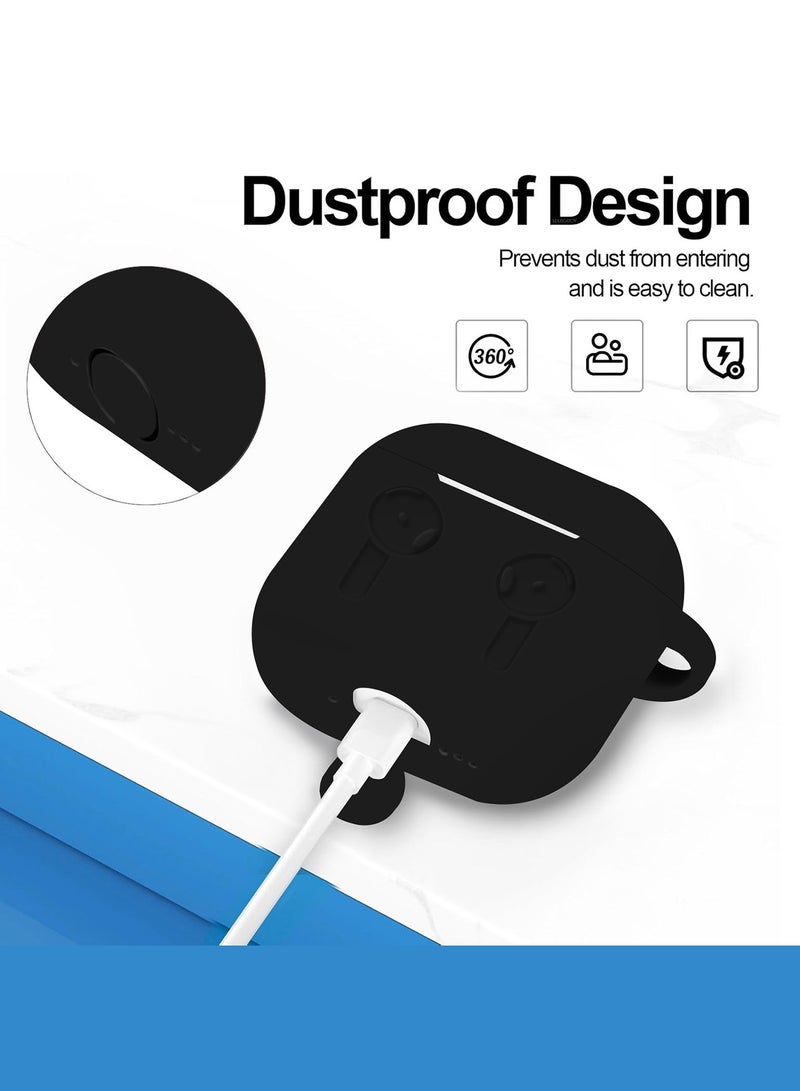 مارجون ( for Airpods 4 2024 ) Case Soft Silicone Elegant Cover with Keychain Black  - Image 4