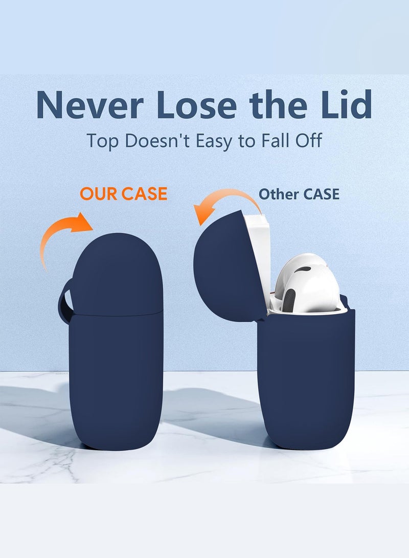 MARGOUN - ( for Airpods 4 2024 ) Case Soft Silicone Elegant Cover with Keychain Midnight Blue - Image 1