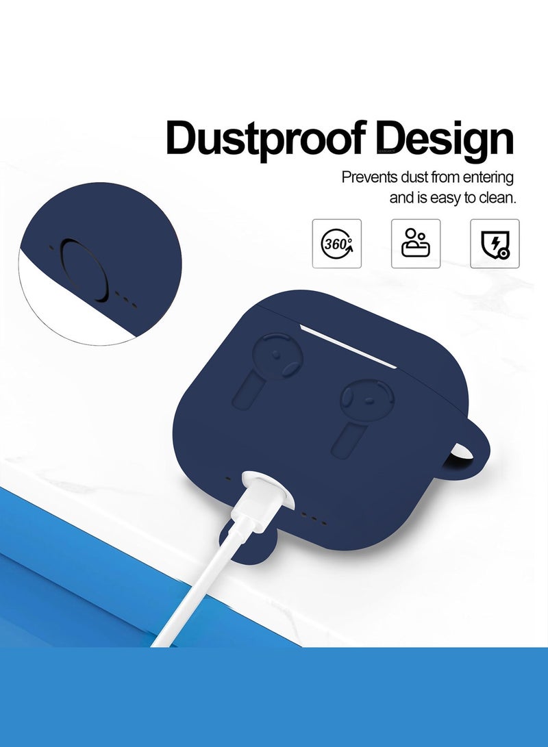 MARGOUN - ( for Airpods 4 2024 ) Case Soft Silicone Elegant Cover with Keychain Midnight Blue - Image 1