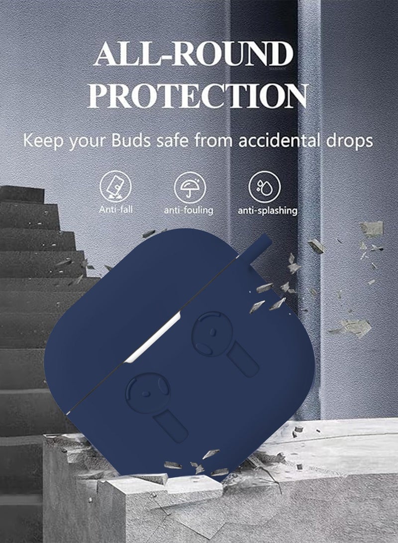 MARGOUN - ( for Airpods 4 2024 ) Case Soft Silicone Elegant Cover with Keychain Midnight Blue - Image 1