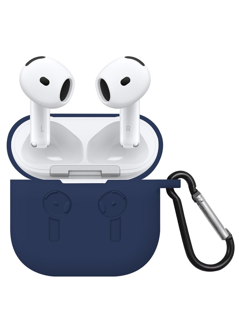 MARGOUN - ( for Airpods 4 2024 ) Case Soft Silicone Elegant Cover with Keychain Midnight Blue - Image 1