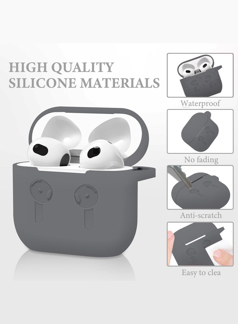 MARGOUN ( for Airpods 4 2024 ) Case Soft Silicone Elegant Cover with Keychain Dark Grey  - Image 3