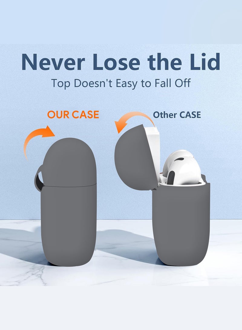 MARGOUN ( for Airpods 4 2024 ) Case Soft Silicone Elegant Cover with Keychain Dark Grey  - Image 2