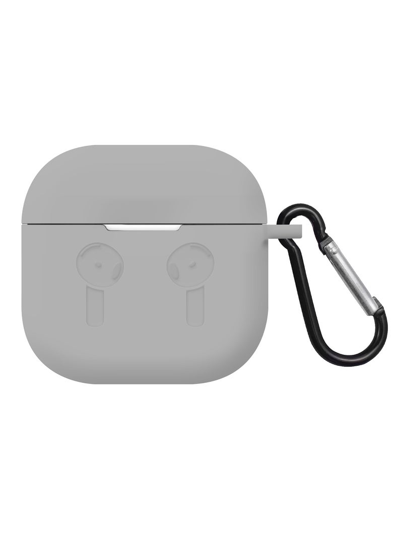 MARGOUN ( for Airpods 4 2024 ) Case Soft Silicone Elegant Cover with Keychain Light Grey  - Image 1