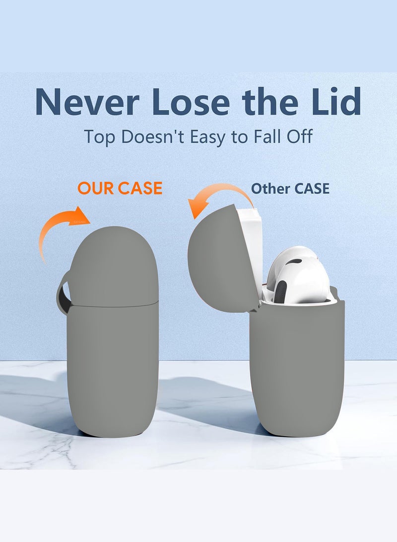 MARGOUN ( for Airpods 4 2024 ) Case Soft Silicone Elegant Cover with Keychain Light Grey  - Image 3