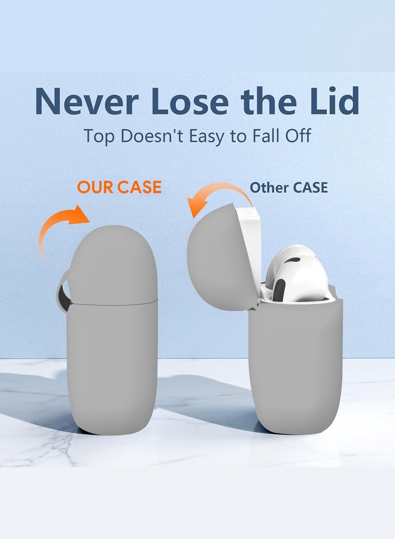 MARGOUN ( for Airpods 4 2024 ) Case Soft Silicone Elegant Cover with Keychain Light Grey  - Image 2