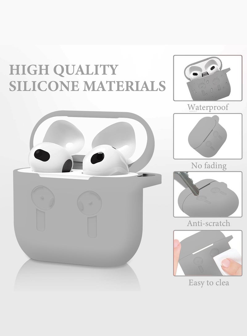 MARGOUN ( for Airpods 4 2024 ) Case Soft Silicone Elegant Cover with Keychain Light Grey  - Image 4
