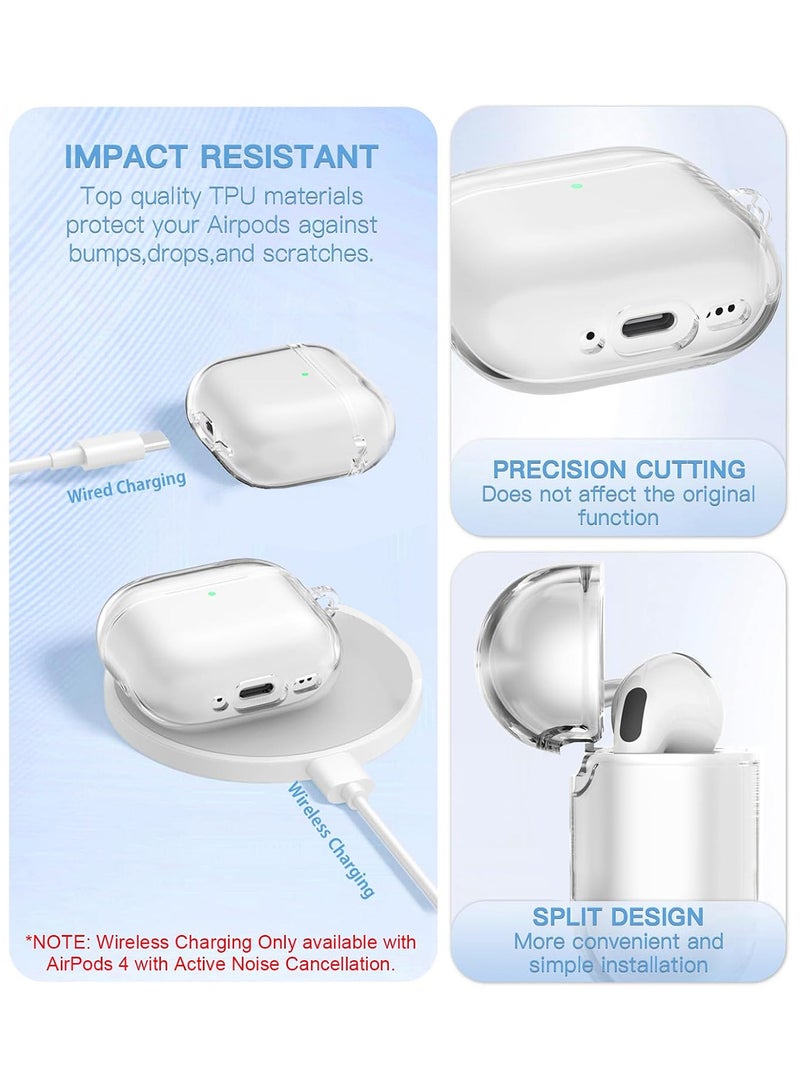 MARGOUN - ( for Airpods 4 2024 ) Case Soft Silicone Elegant Cover with Keychain Clear - Image 1