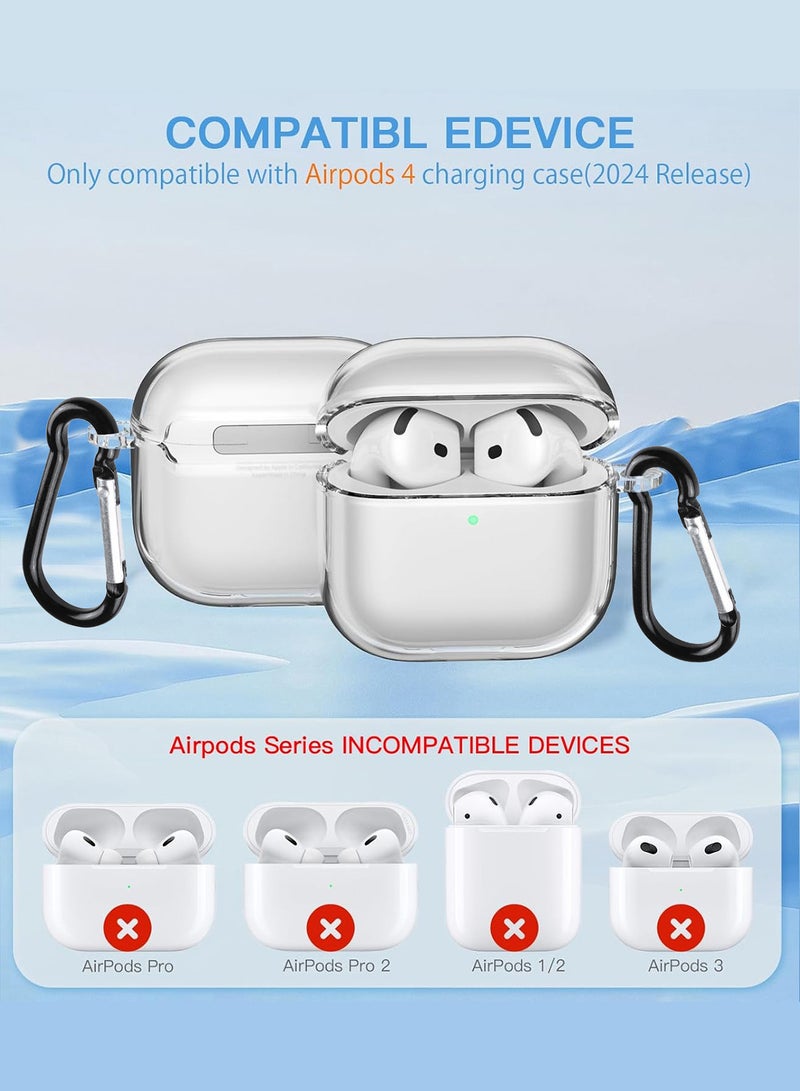MARGOUN - ( for Airpods 4 2024 ) Case Soft Silicone Elegant Cover with Keychain Clear - Image 1
