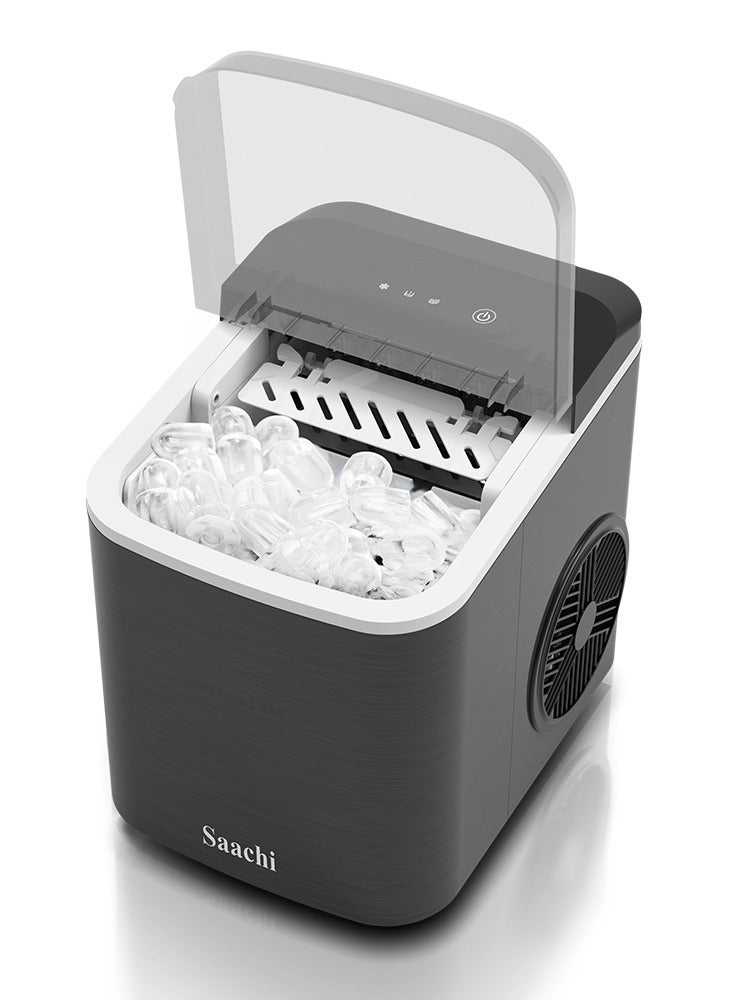 ساتشي Electric Ice Maker, 1.3 Liters Water Tank Capacity, Dispenses 9pcs Bullet-shaped Ice every 6 minutes, 12 Kgs Ice in 24 Hours, Removable Ice Basket 1.3 L 100 W NL-IM-452 Dark Grey  - Image 1