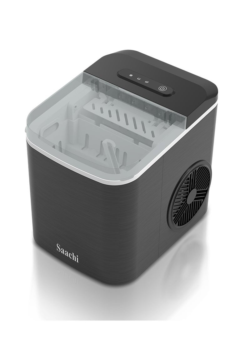ساتشي - Electric Ice Maker, 1.3 Liters Water Tank Capacity, Dispenses 9pcs Bullet-shaped Ice every 6 minutes, 12 Kgs Ice in 24 Hours, Removable Ice Basket 1.3 L 100 W NL-IM-452 Dark Grey - Image 1