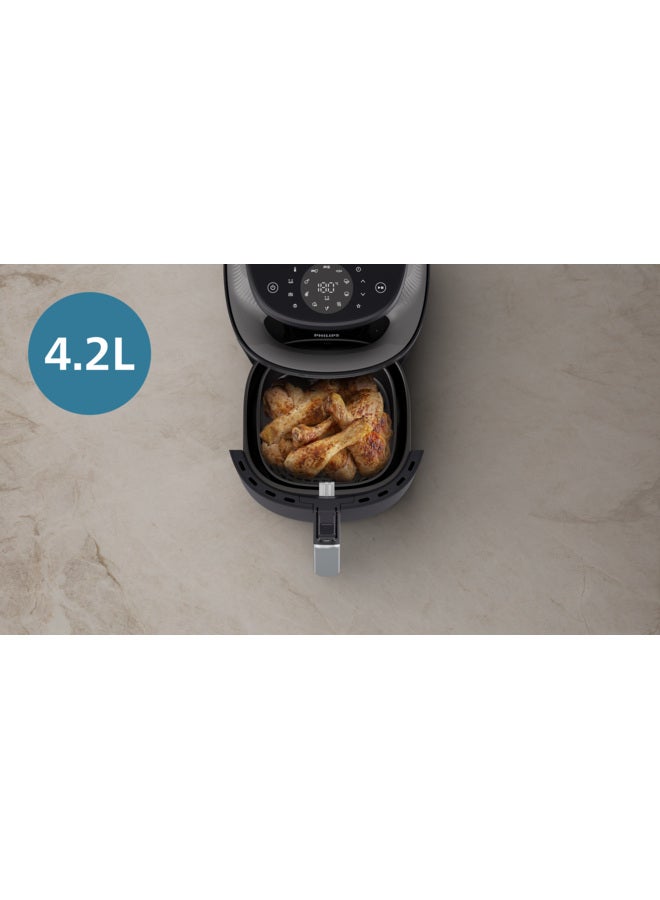 Philips - Airfryer L - See-through Cooking Window, 16 Cooking Functions, Touchscreen, RapidAir Plus Technology, 4.2 L 1400 W NA322/00 Black - Image 1