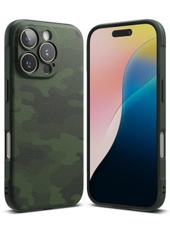 Ringke Onyx Case Compatible with iPhone 16 Pro Max , Enhanced Grip TPU Shockproof Rugged TPU Bumper Drop Protection Back Phone Cover - Camo Green  - Image 1