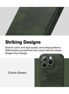 Ringke Onyx Case Compatible with iPhone 16 Pro Max , Enhanced Grip TPU Shockproof Rugged TPU Bumper Drop Protection Back Phone Cover - Camo Green  - Image 4