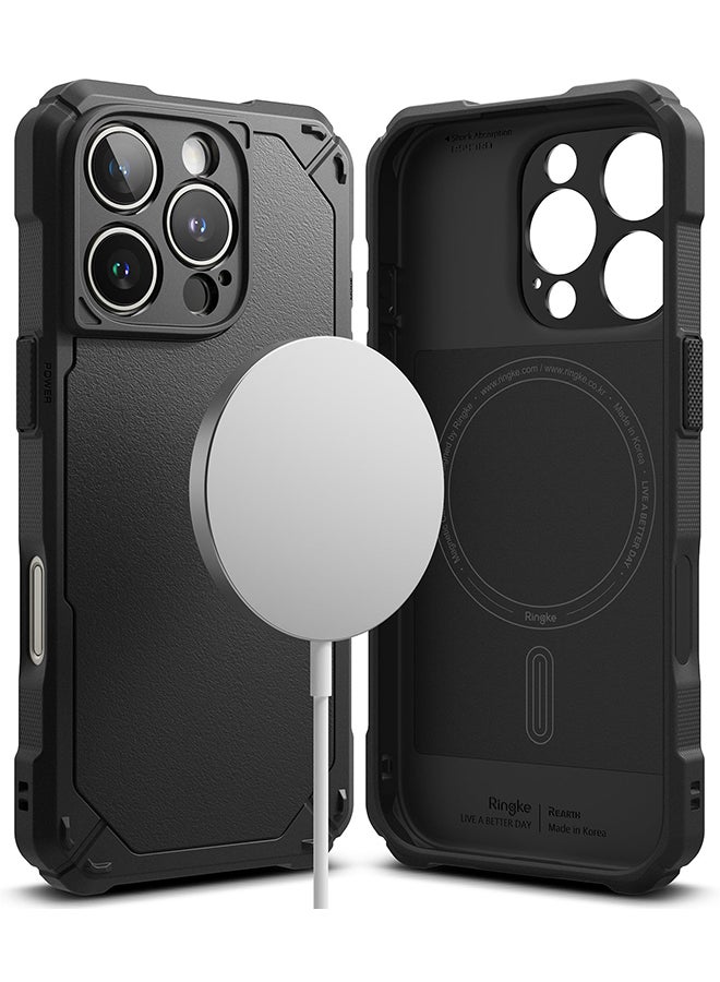 Ringke Rugged Gear Magnetic for iPhone 16 Pro Case [Compatible with MagSafe], Prevents Oily Smudges Non-Slip Enhanced Grip Protective Cover Black - Image 1