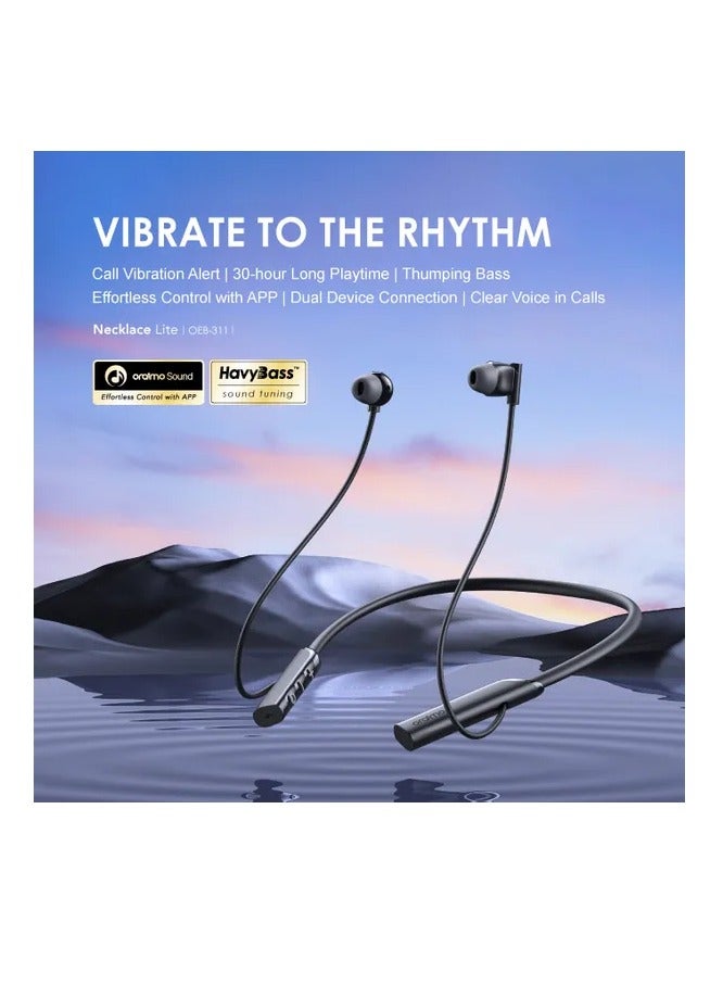 Oraimo - Oraimo Necklace Lite OEB-311 Neckband Wireless in Ear Earphones Deep Bass,30Hrs Playtime,ASAP Charge,ENC Tech,Low-Latency Ergonomic Neckband, Sweat-Resistant Magnetic Earbuds, Dual Pairing black - Image 1