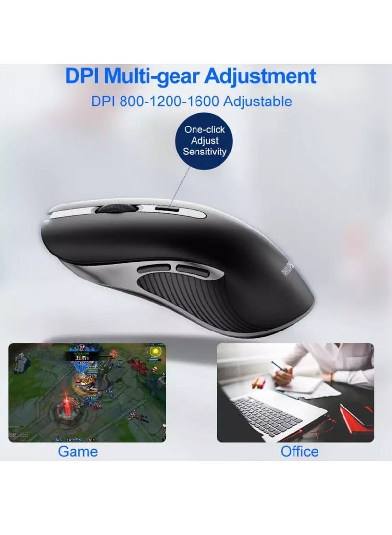 Philips M525 Rechargeable Wireless Mouse – Optical Sensor 1600 DPI – Silent Clicks Black - Image 2