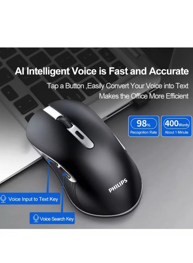 Philips M525 Rechargeable Wireless Mouse – Optical Sensor 1600 DPI – Silent Clicks Black - Image 4