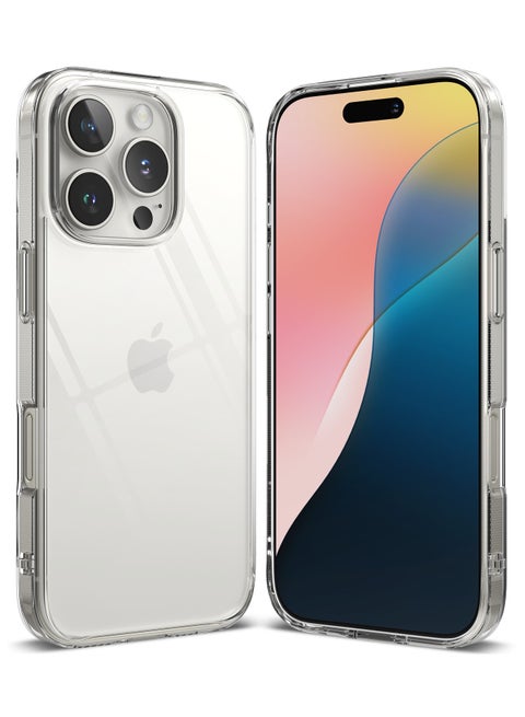Fusion Case for iPhone 16 Pro Max , Transparent Hard Back Soft Flexible TPU Bumper Scratch Resistant Shockproof Protection Back Cover- Clear