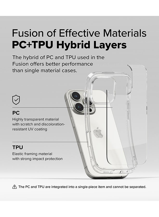 Ringke - Fusion Case for iPhone 16 Pro Max , Transparent Hard Back Soft Flexible TPU Bumper Scratch Resistant Shockproof Protection Back Cover- Clear - Image 1