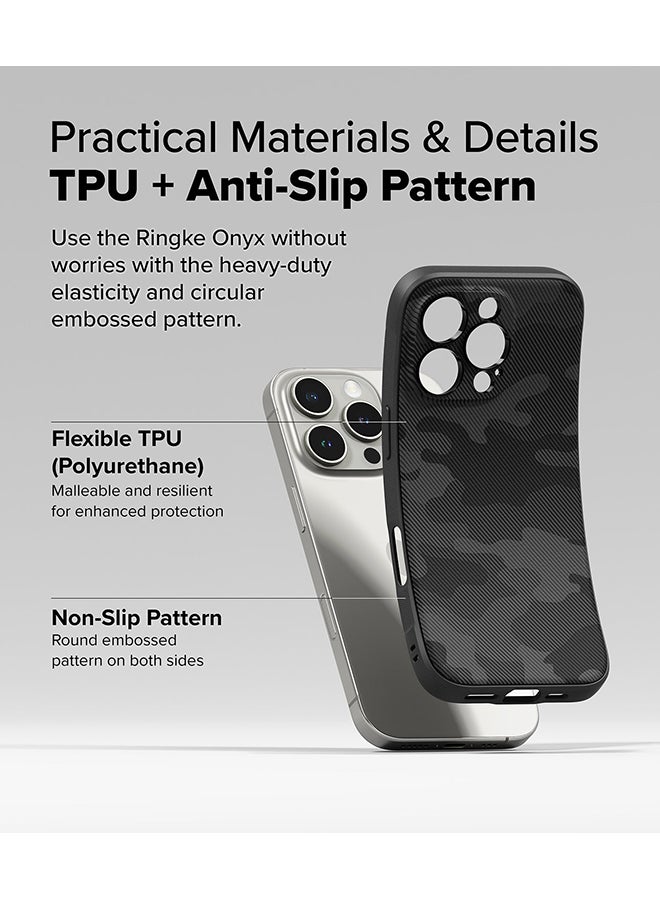 Ringke Onyx Case For iPhone 16 Pro, Enhanced Grip Tough Flexible TPU Shockproof Rugged TPU Bumper Drop Protection Back Phone Cover - Camo Black - Image 5