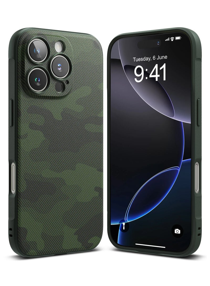 Ringke Onyx Case For iPhone 16 Pro, Enhanced Grip Tough Flexible TPU Shockproof Rugged TPU Bumper Drop Protection Back Phone Cover - Camo Green - Image 1