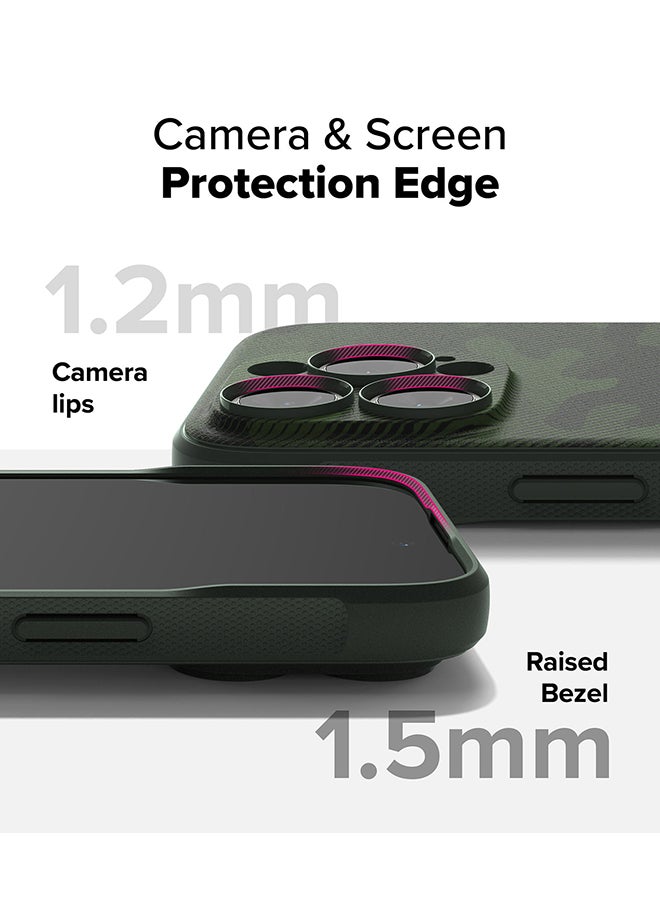 Ringke Onyx Case For iPhone 16 Pro, Enhanced Grip Tough Flexible TPU Shockproof Rugged TPU Bumper Drop Protection Back Phone Cover - Camo Green - Image 4