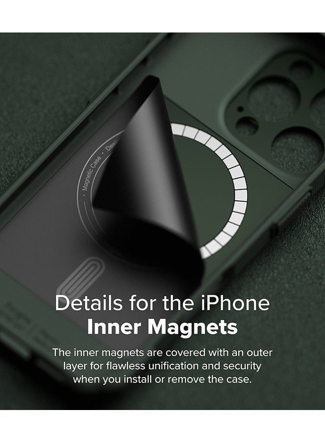 Ringke Rugged Gear Magnetic for iPhone 16 Pro Case [Compatible with MagSafe] Enhanced Grip Protective Back Phone Cover- Dark Green - Image 3