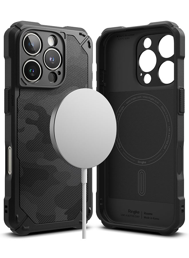 Ringke Rugged Gear Magnetic for iPhone 16 Pro Case [Compatible with MagSafe],Non-Slip Enhanced Grip Protective Back Phone Cover- Camo Black - Image 1