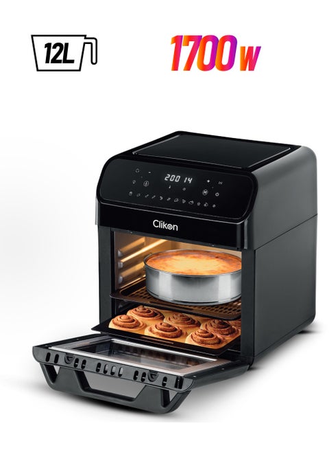 Air Fryer Oven, 1700W, With 12L Capacity, Rapid Air Convection Technology, Digital Temperature Control, 60-Minute Timer, Multi Functional Modes, Dishwasher Safe 12 L 1700 W CK359 Black/Silver