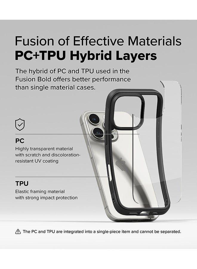 Ringke Fusion Bold For iPhone 16 Pro Max Case Cover Firm Grip Frame Anti-Yellowing Frosted Hard Back Shockproof Bumper Phone Back Cover- Black  - Image 4