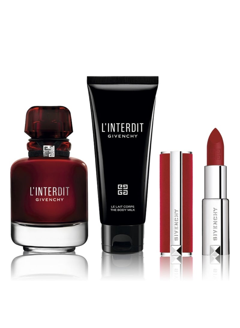 جيفنشي - L'Interdit Rouge Set (Perfume & Lotion & Lipstick) 3 Pieces 80+75ml - Image 1
