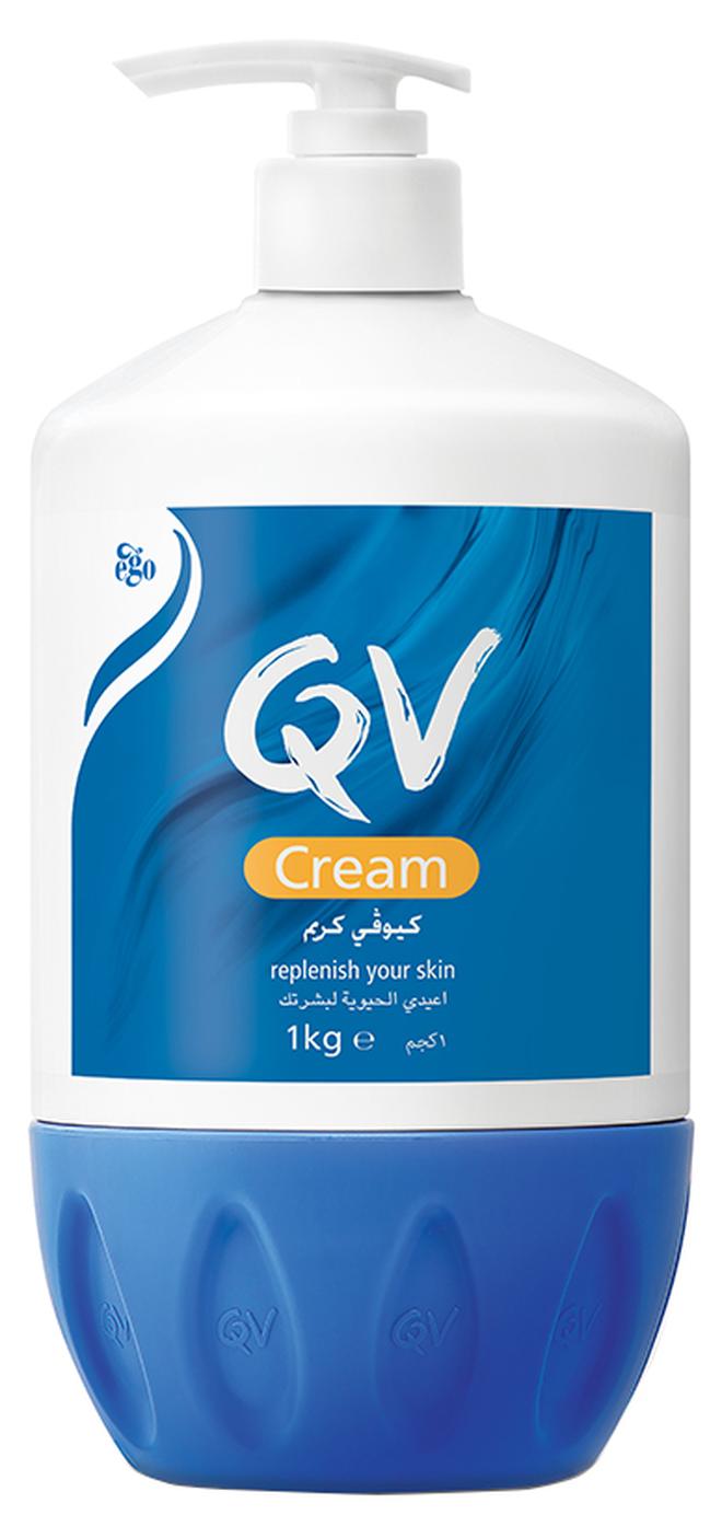 QV Cream Pump (1Kg) - for Extremely Dry & Sensitive Skin, Intensive Moisturizer with Squalane, Fragrance Free Non Greasy Hydrating Cream for Eczema Dermatitis & Psoriasis Relief 1kg - Image 1
