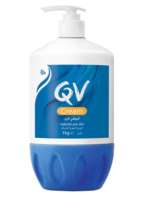 Cream Pump (1Kg) - for Extremely Dry & Sensitive Skin, Intensive Moisturizer with Squalane, Fragrance Free Non Greasy Hydrating Cream for Eczema Dermatitis & Psoriasis Relief 1kg