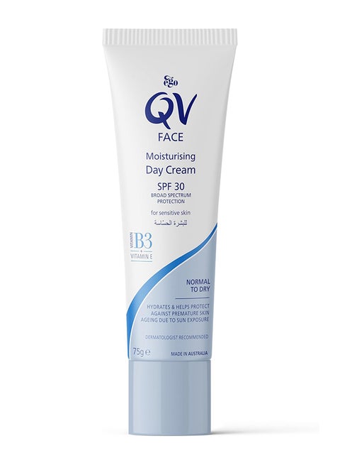 Face Day Cream for Dry & Sensitive Skin (75g) - Lightweight Hydrating Moisturizer with Antioxidants, Fragrance Free Non Greasy Daily Skincare Cream, Dermatologist Recommended 75grams
