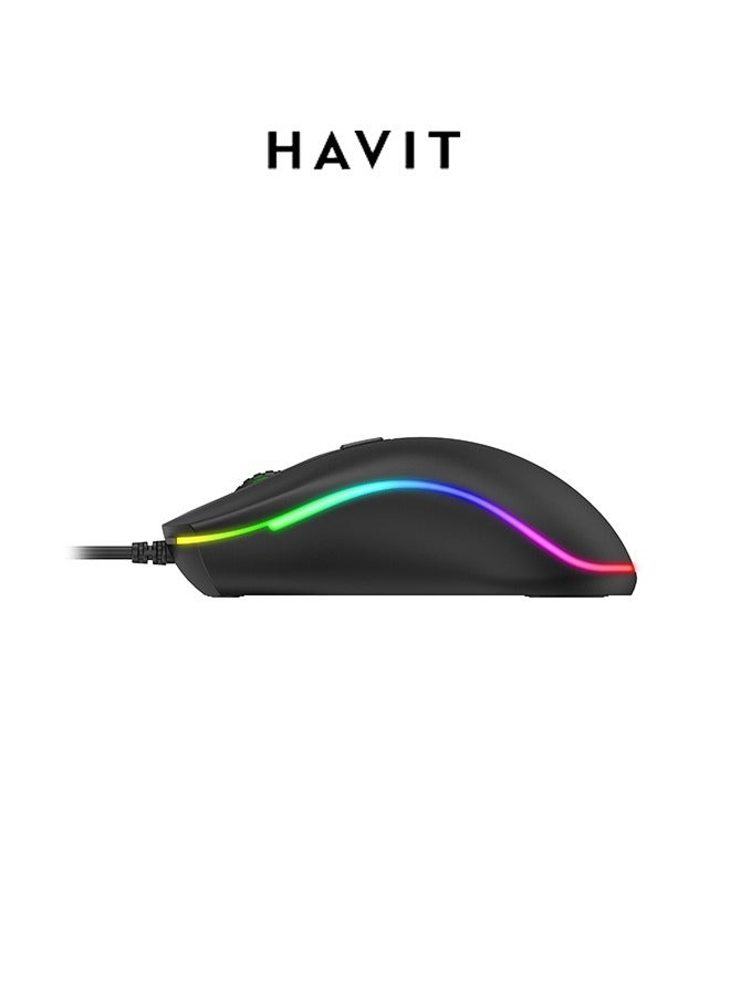 havit Gaming Mouse with 4 Button Design, Ergonomic Wired Computer Mouse,USB Interface Plug and Play for Office and Home Use - Image 3